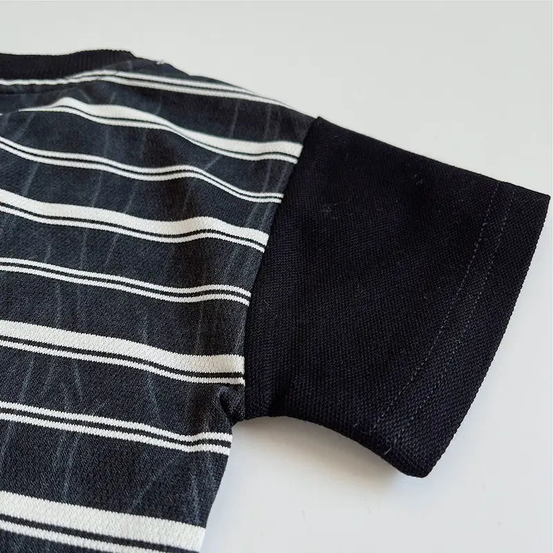 Boys 2Pc Short Sleeve Cartoon Suit Black Striped 1-5Y — feature 39