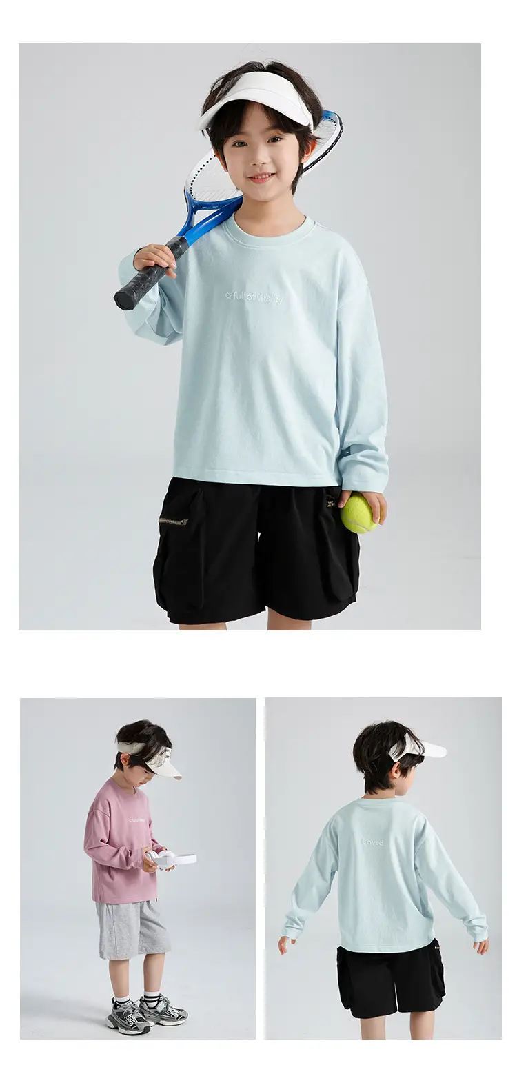 Boys Snowflake Cotton Sun Tee Long Sleeve Light Blue — feature 13