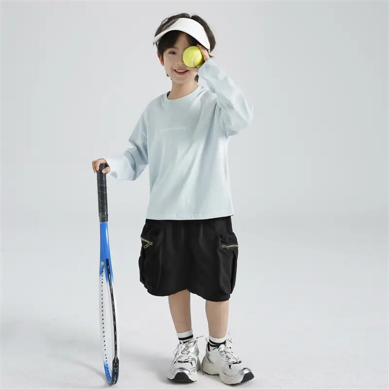 Boys Snowflake Cotton Sun Tee Long Sleeve Light Blue