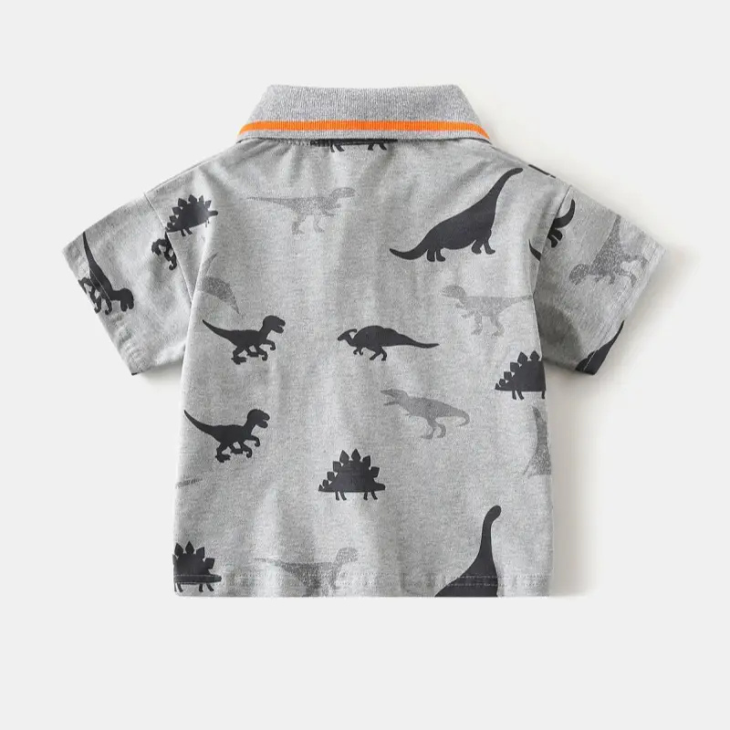 Kids Dinosaur Print Polo Shirt White 2026 Summer — feature 4