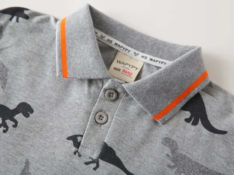Kids Dinosaur Print Polo Shirt White 2026 Summer — feature 6