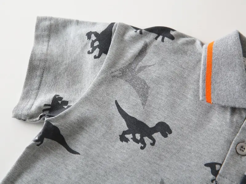 Kids Dinosaur Print Polo Shirt White 2026 Summer — feature 7