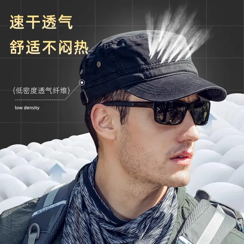 Men Cotton Peaked Cap with Neck Warmer Green