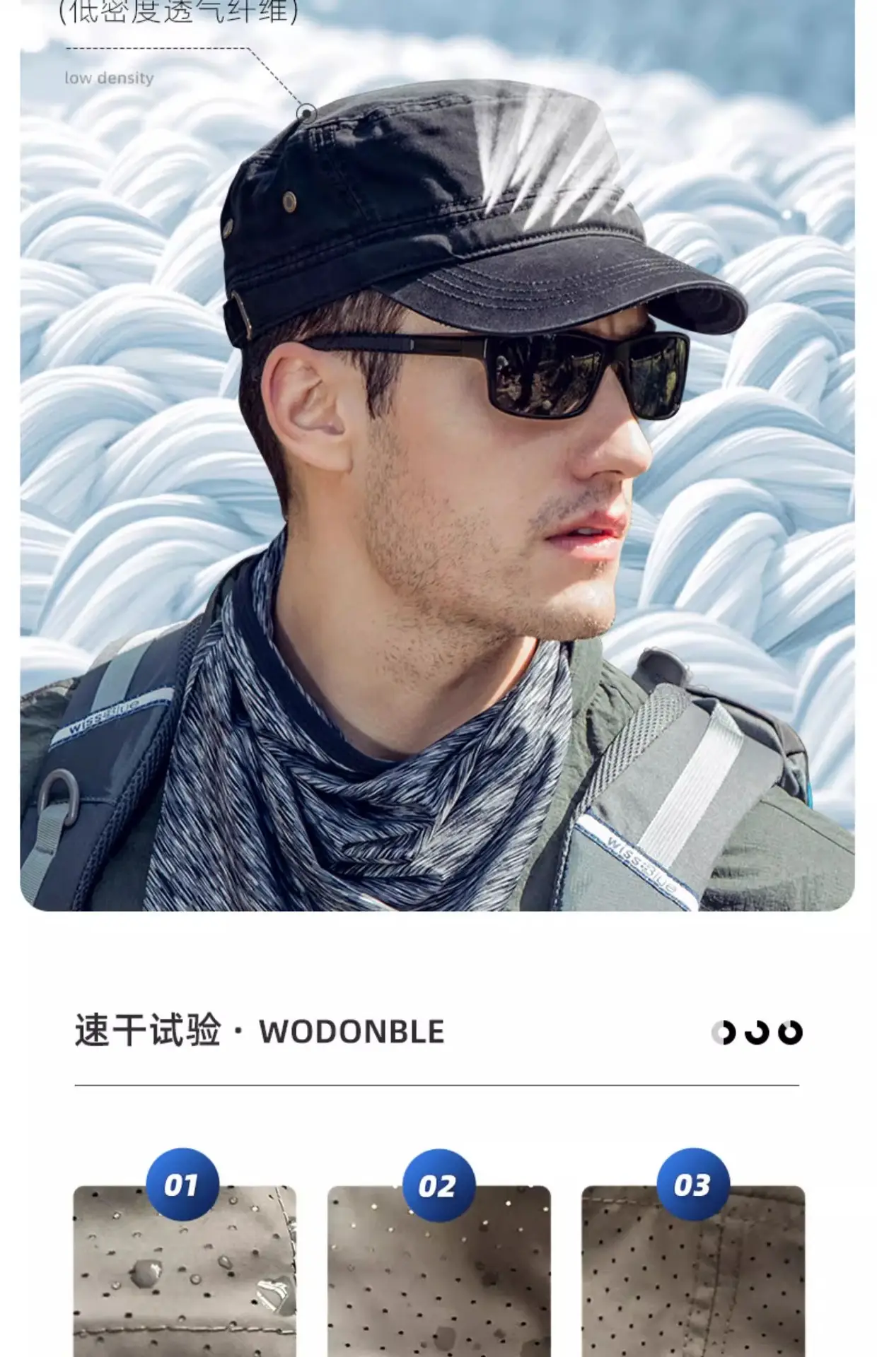 Men Cotton Peaked Cap with Neck Warmer Green — feature 13
