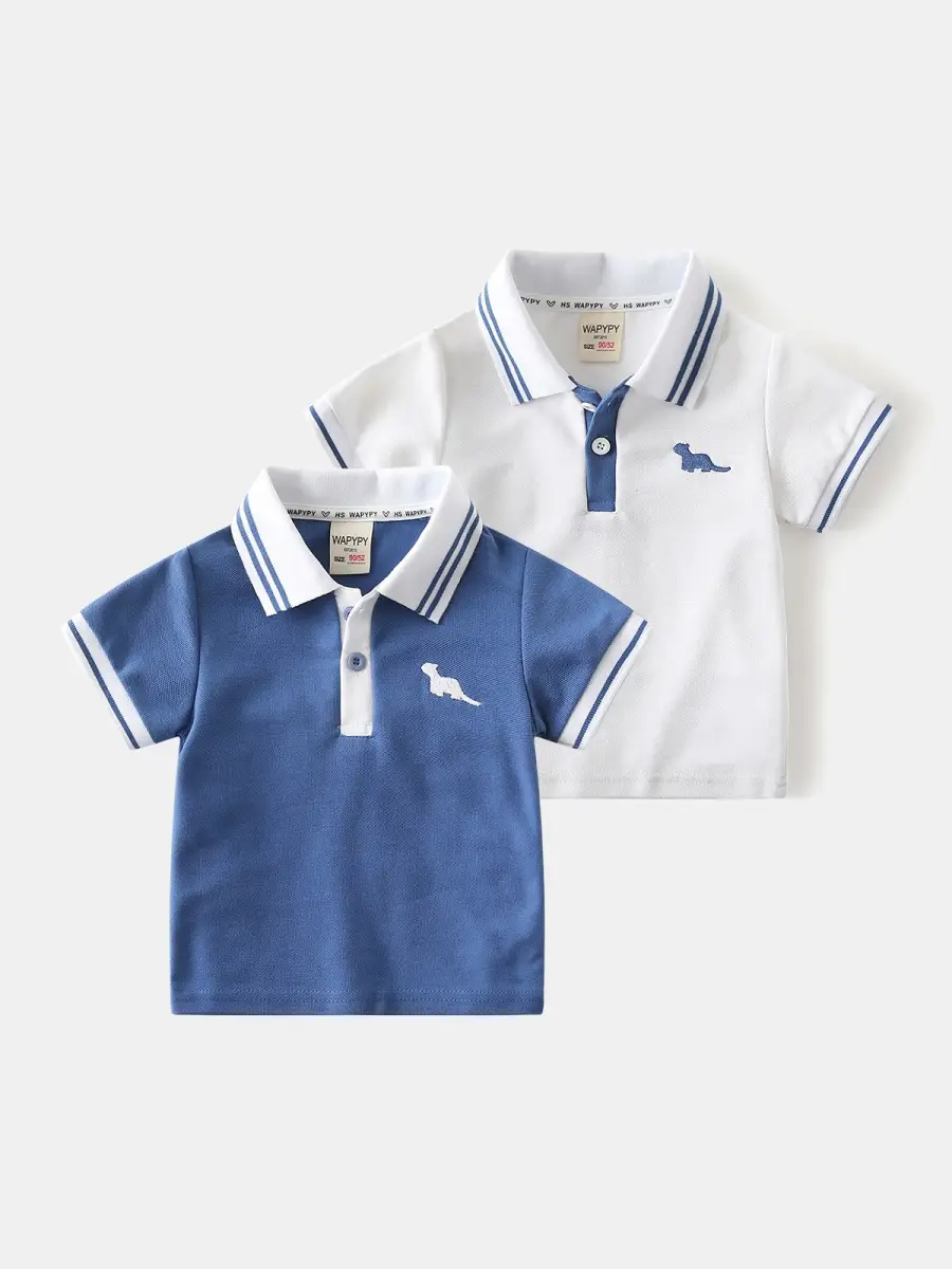 Boys Blue Polo T-Shirt 2025 Summer Embroidered - Image 4