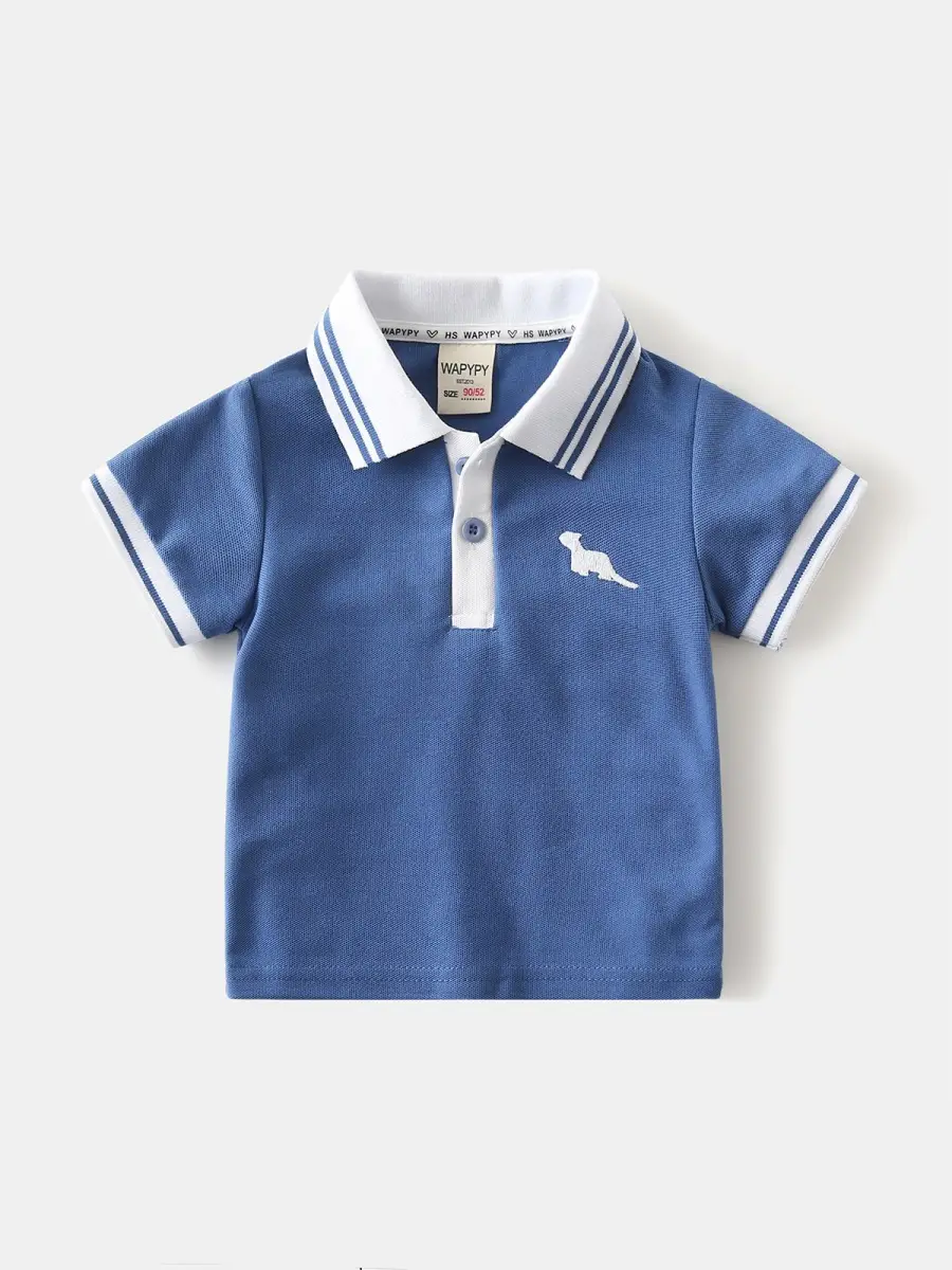 Boys Blue Polo T-Shirt 2025 Summer Embroidered - Image 5