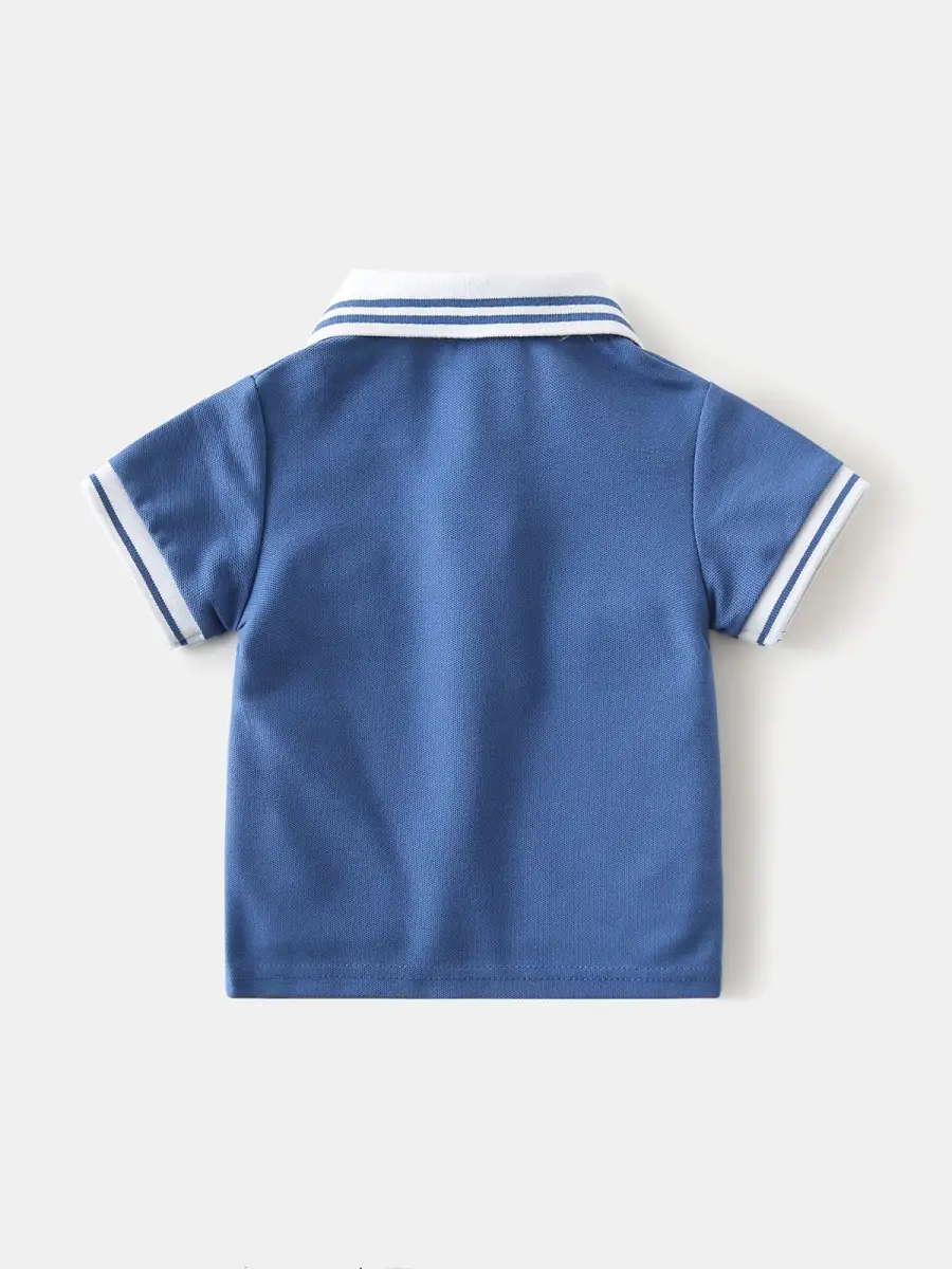 Boys Blue Polo T-Shirt 2025 Summer Embroidered - Image 6