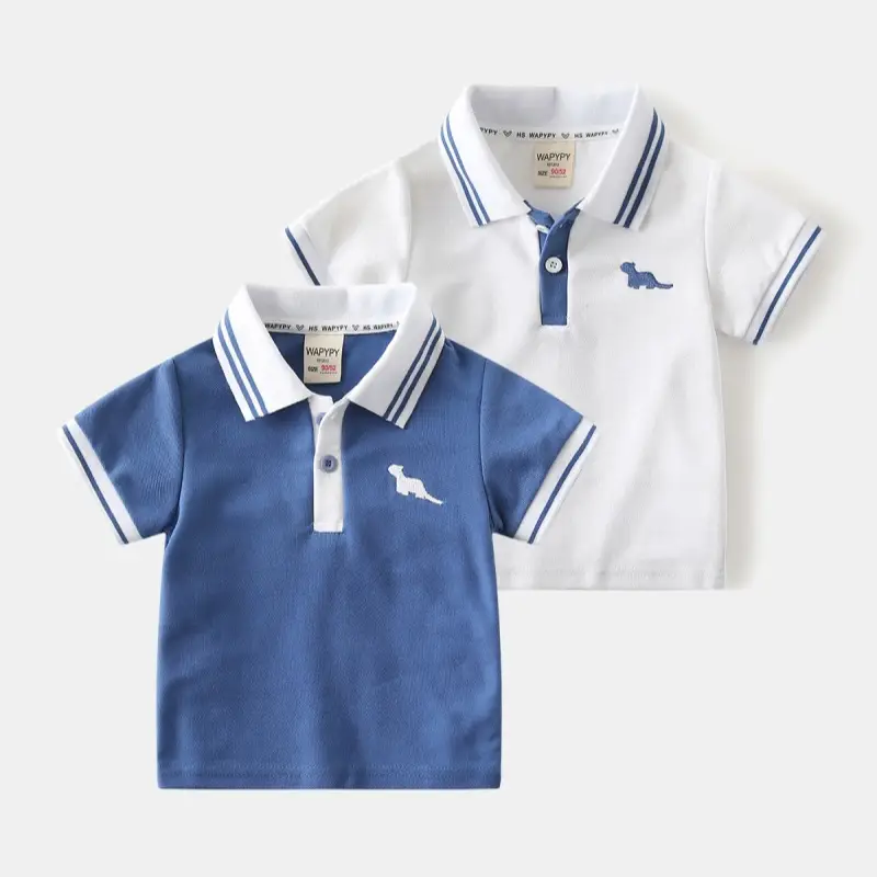 Boys Blue Polo T-Shirt 2025 Summer Embroidered β feature 1