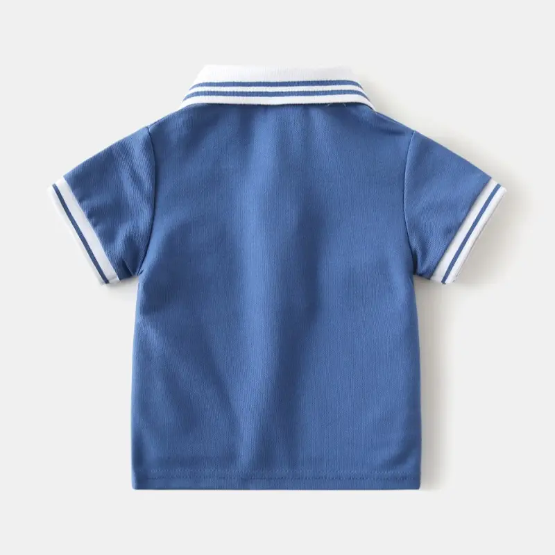 Boys Blue Polo T-Shirt 2025 Summer Embroidered β feature 4