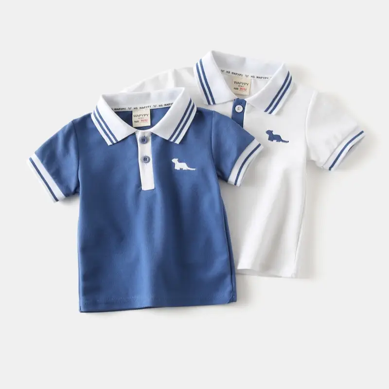 Boys Blue Polo T-Shirt 2025 Summer Embroidered β feature 6