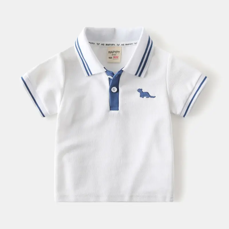 Boys Blue Polo T-Shirt 2025 Summer Embroidered - Image 2