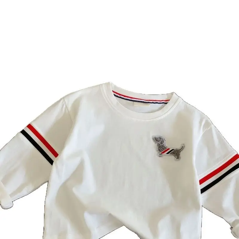 Boy Cotton T-Shirt Gray Heart Print 2025 - Image 6