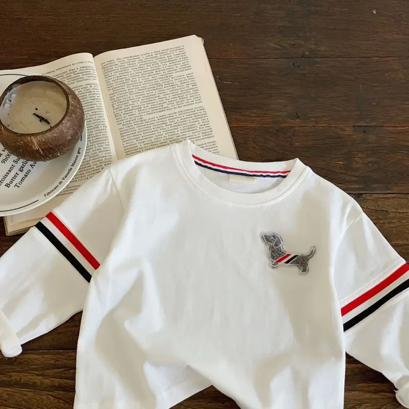Boy Cotton T-Shirt Gray Heart Print 2025 — feature 12