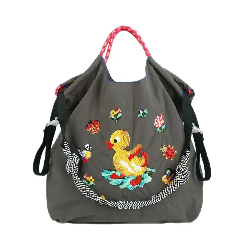 2025 Embroidered Shoulder Bag with Duck Design Large Capacity Canvas - Image 33