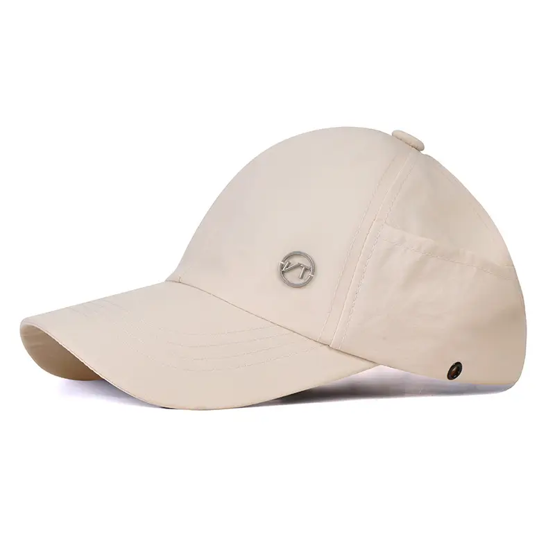 Women's Beige Peaked Cap with Side Pockets