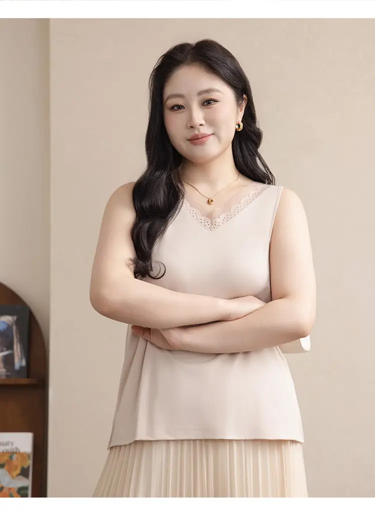 White Camisole V-Neck Sleeveless Base Layer for Women — feature 11