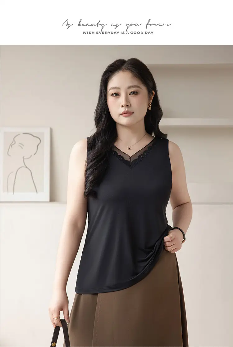White Camisole V-Neck Sleeveless Base Layer for Women — feature 12