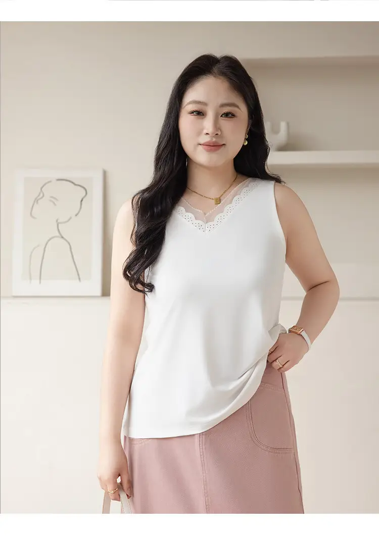 White Camisole V-Neck Sleeveless Base Layer for Women — feature 15