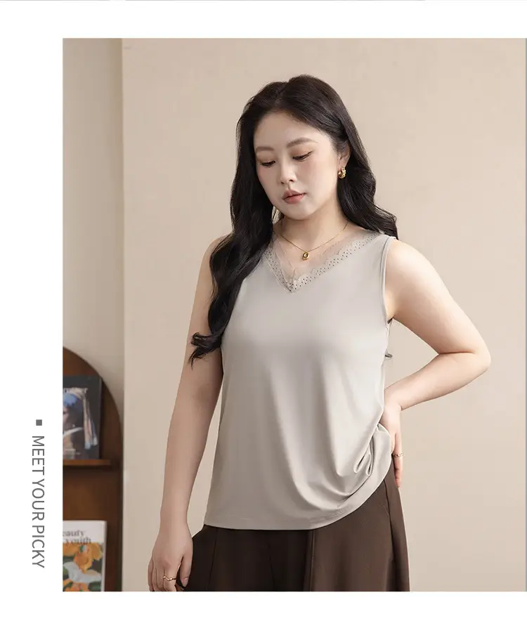 White Camisole V-Neck Sleeveless Base Layer for Women — feature 9