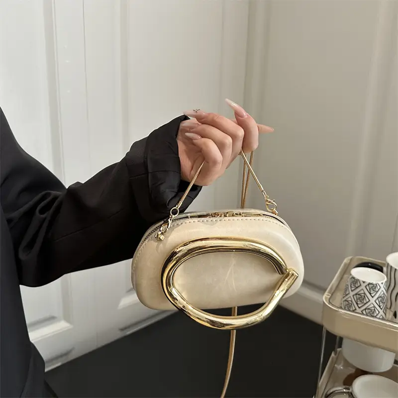 Women's Gold Plated Crossbody Bag with Chain Strap - Image 6