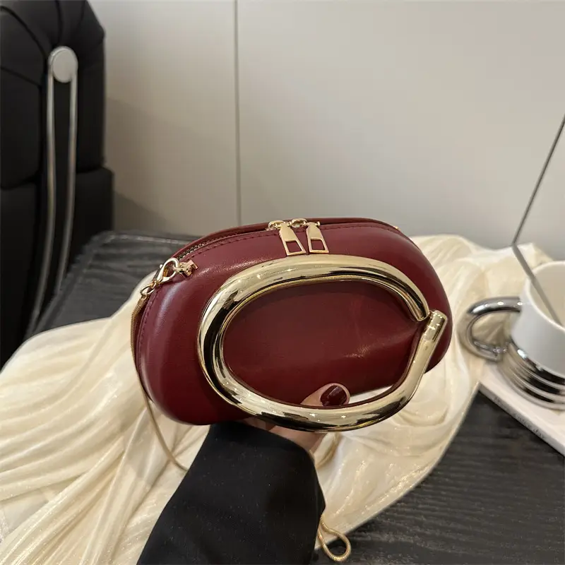 Women's Gold Plated Crossbody Bag with Chain Strap - Image 8