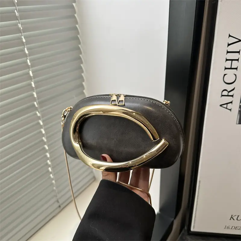 Women's Gold Plated Crossbody Bag with Chain Strap - Image 9