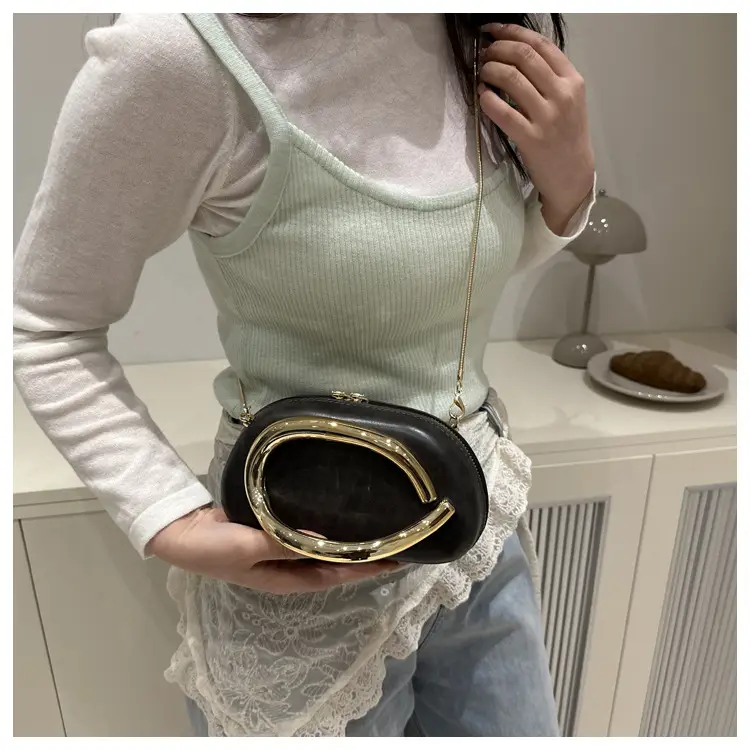 Women's Gold Plated Crossbody Bag with Chain Strap — feature 21