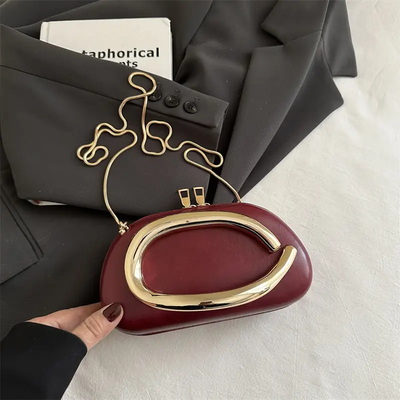 Women's Gold Plated Crossbody Bag with Chain Strap - Image 2
