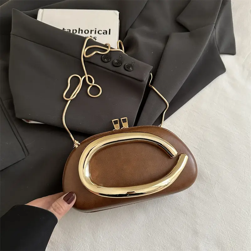 Women's Gold Plated Crossbody Bag with Chain Strap - Image 3