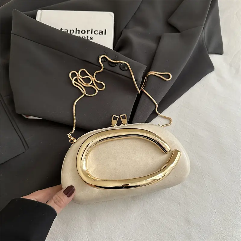 Women's Gold Plated Crossbody Bag with Chain Strap - Image 4