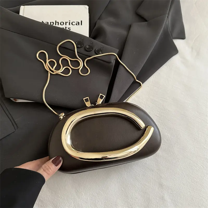 Women's Gold Plated Crossbody Bag with Chain Strap - Image 5