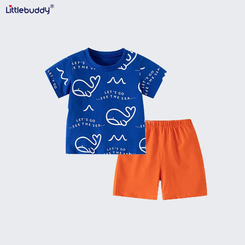 Dolphin Print Boys Summer T-Shirt Shorts Set - Image 5