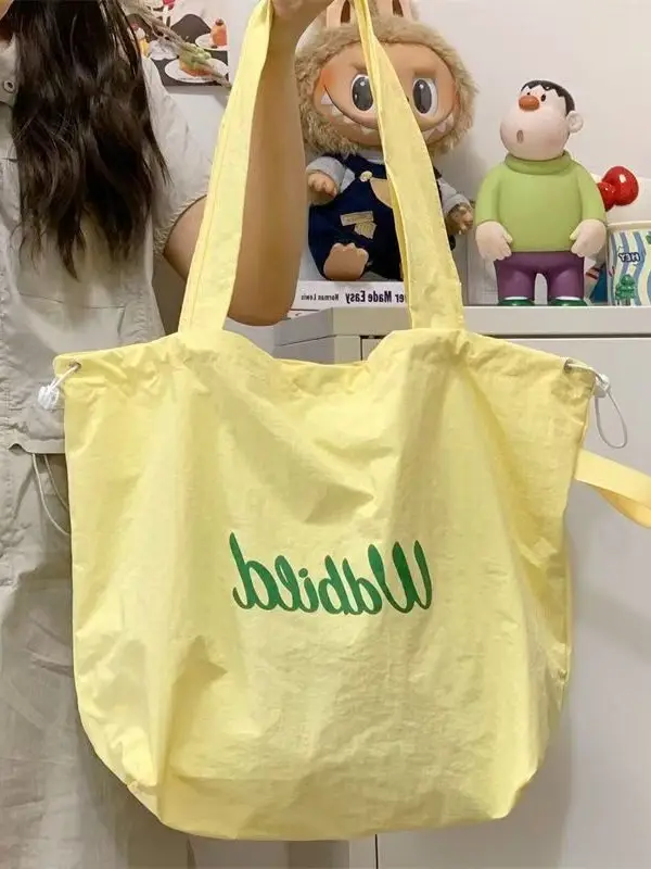 Women's Cartoon Design Canvas Tote Bag with Drawstring Closure - Image 6