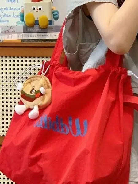 Women's Cartoon Design Canvas Tote Bag with Drawstring Closure - Image 8