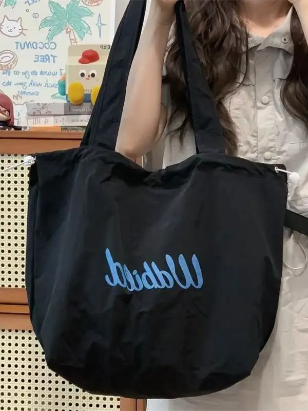 Women's Cartoon Design Canvas Tote Bag with Drawstring Closure - Image 9