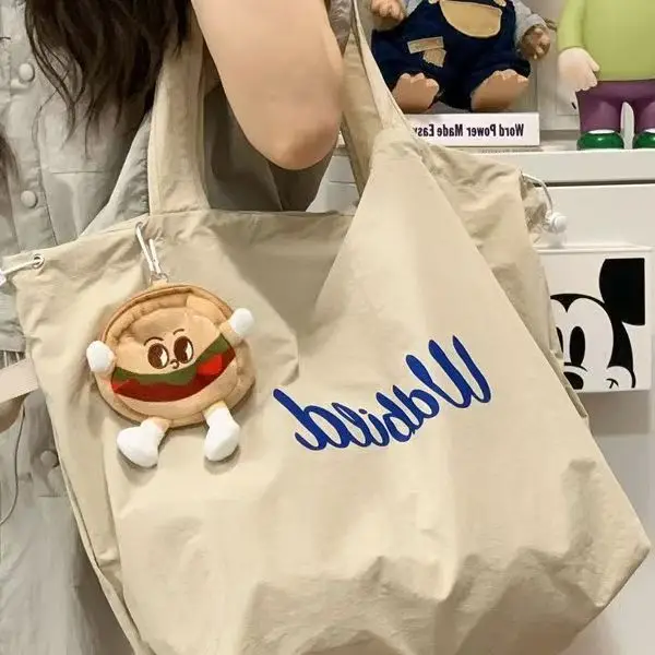 Women's Cartoon Design Canvas Tote Bag with Drawstring Closure — feature 2