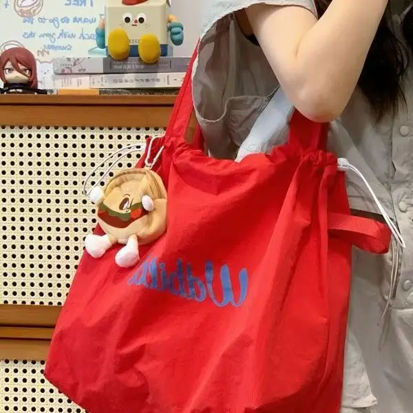 Women's Cartoon Design Canvas Tote Bag with Drawstring Closure — feature 32
