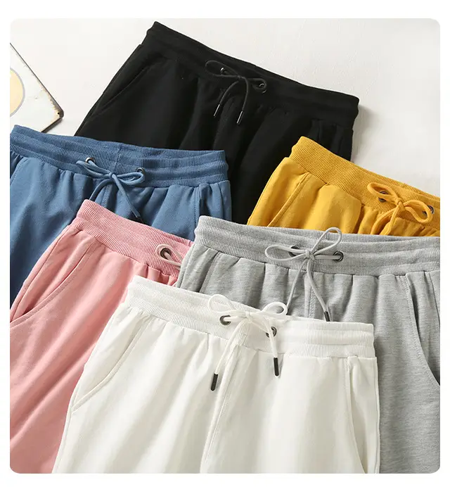 Men Loose Drawstring Cotton Shorts Pink — feature 7