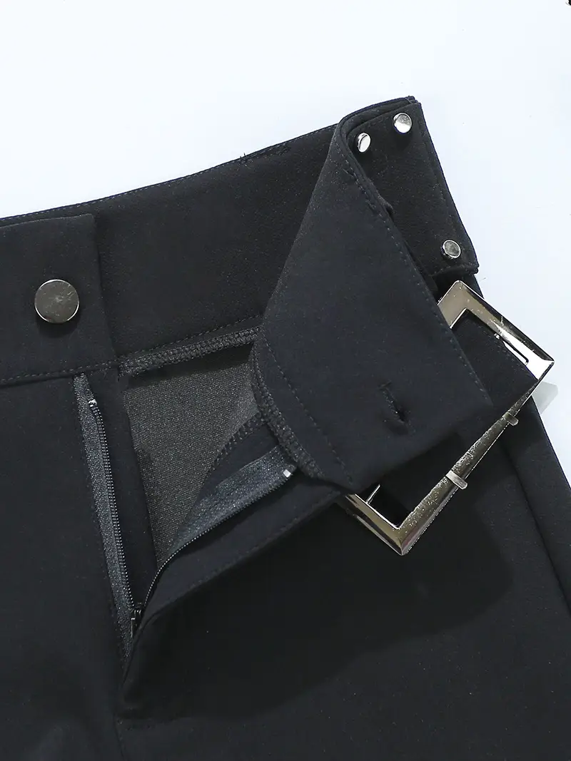 Black Slim Fit Elastic Waist Pants 2025 Korean Women - Image 4