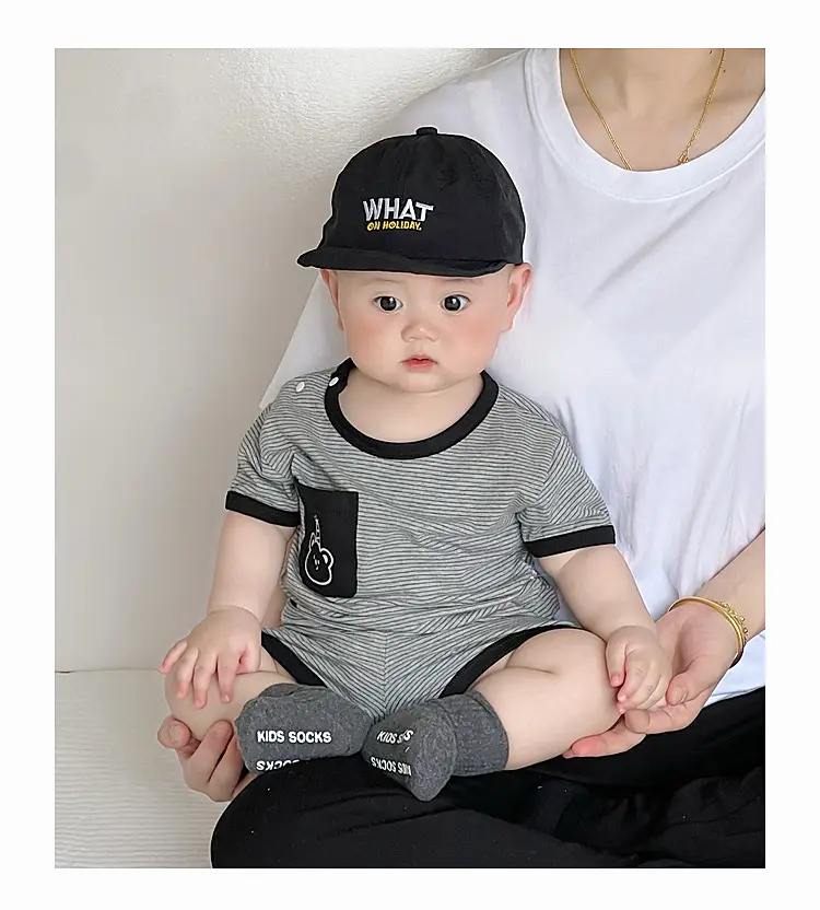 Baby Short Sleeve Striped T-Shirt Shorts Set Light Blue — feature 22