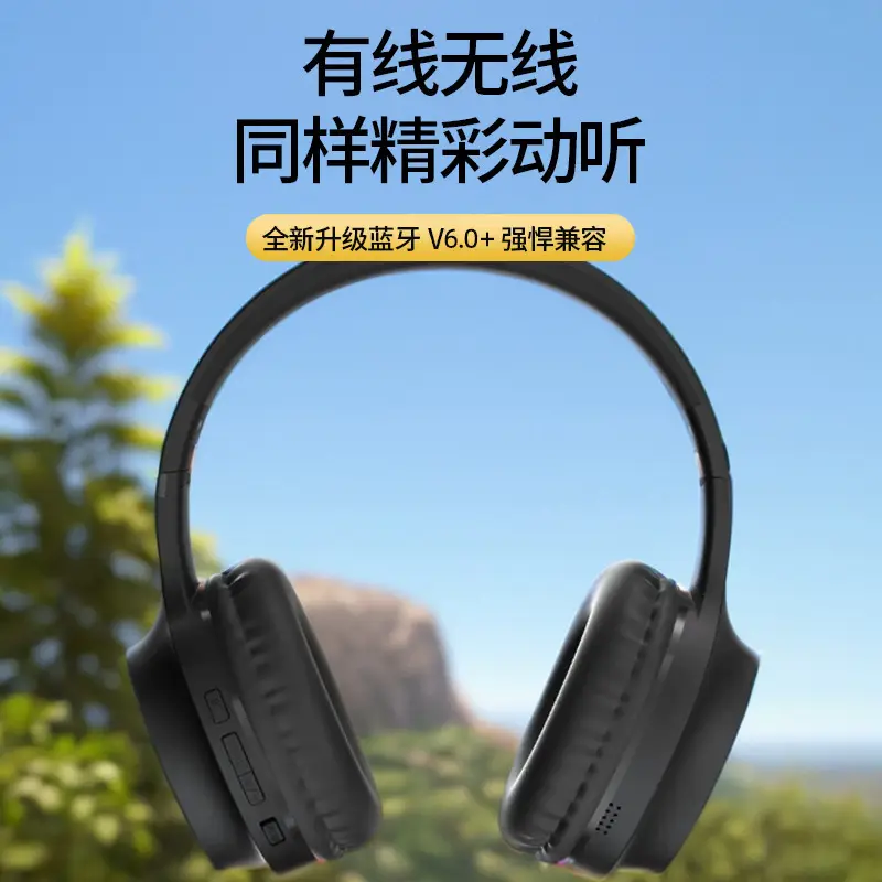 Over-Ear Wireless Bluetooth Headphones Black 6.0 Bass - Image 4