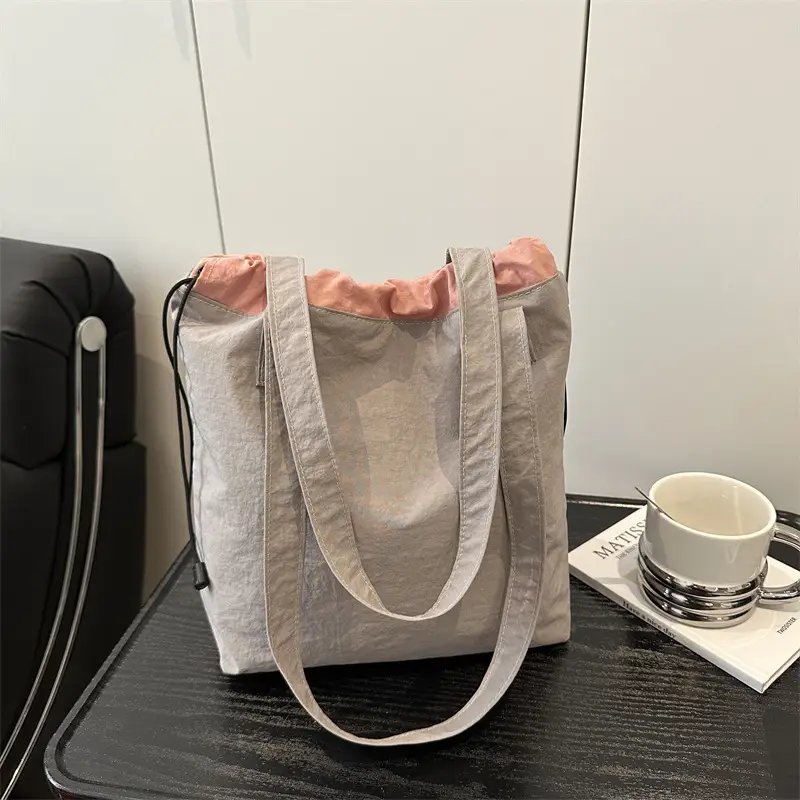 Women's Contrast Color Canvas Shoulder Bag 2025 Spring Summer - Image 3