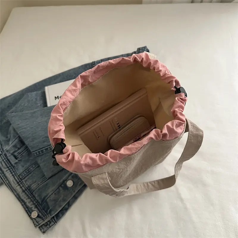 Women's Contrast Color Canvas Shoulder Bag 2025 Spring Summer - Image 4