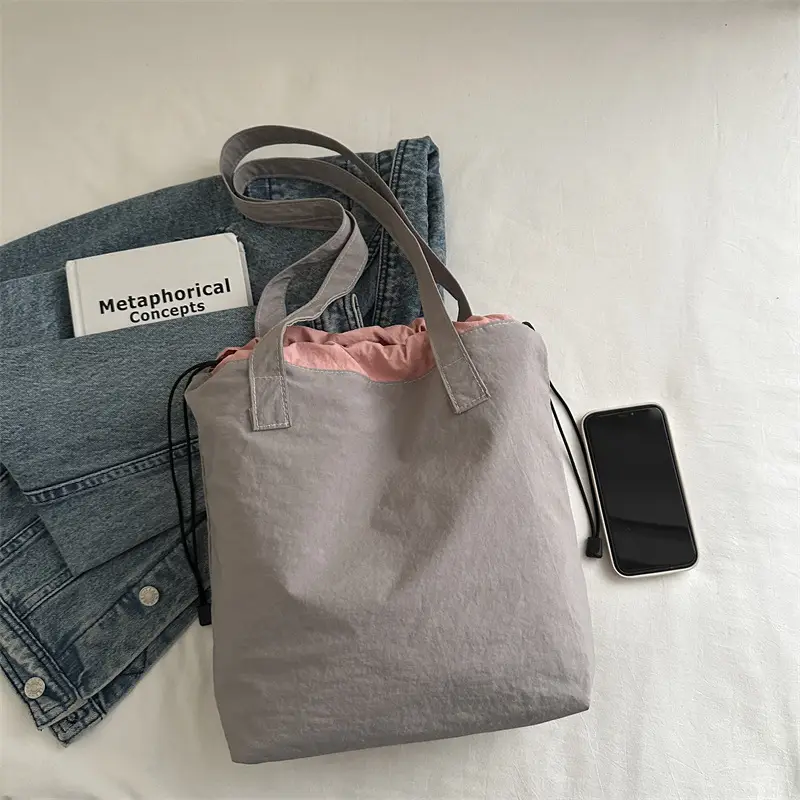 Women's Contrast Color Canvas Shoulder Bag 2025 Spring Summer - Image 5