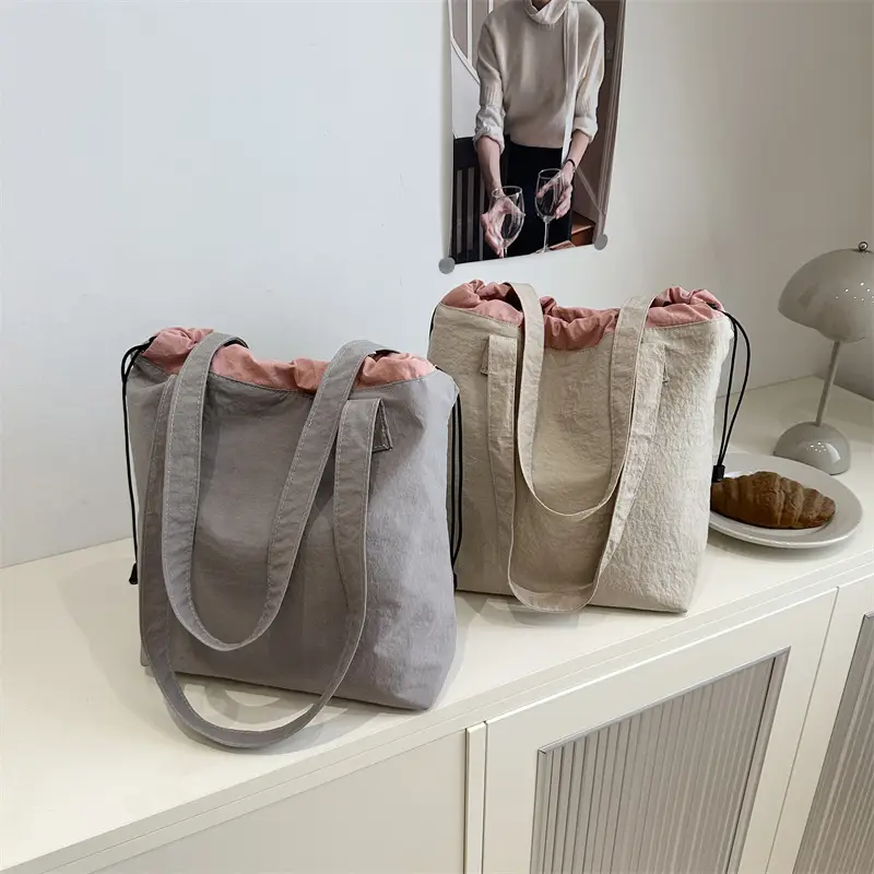 Women's Contrast Color Canvas Shoulder Bag 2025 Spring Summer - Image 6