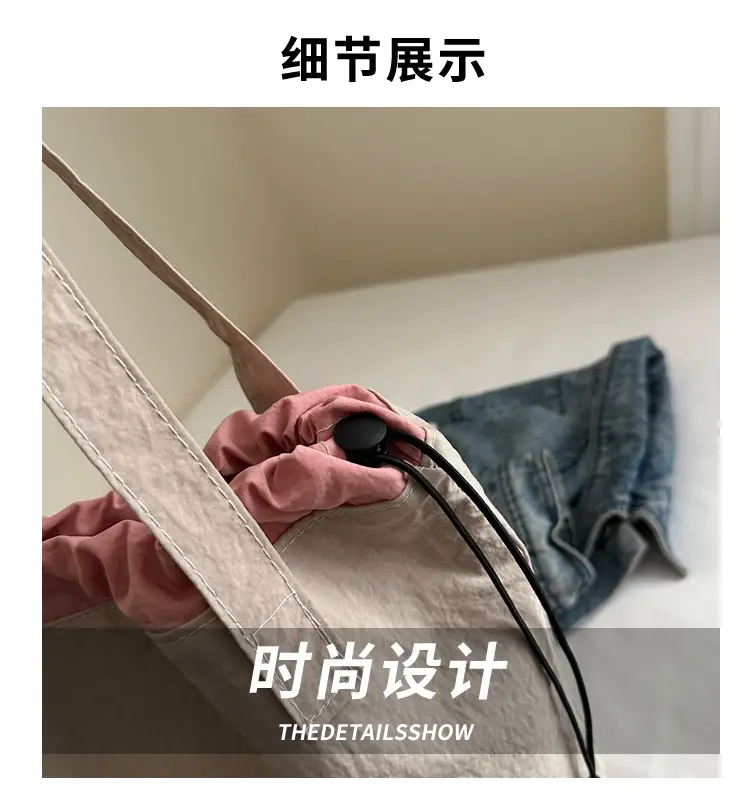 Women's Contrast Color Canvas Shoulder Bag 2025 Spring Summer — feature 3