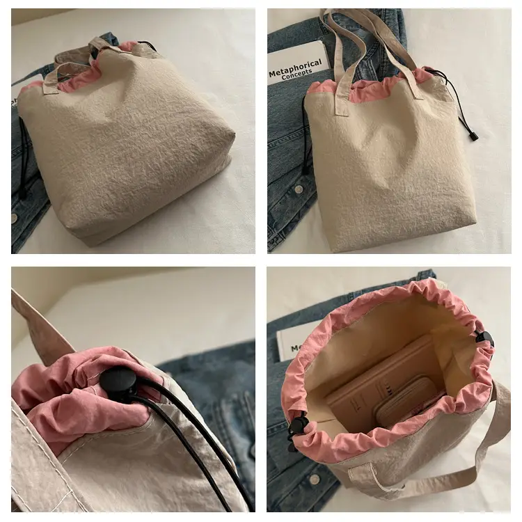Women's Contrast Color Canvas Shoulder Bag 2025 Spring Summer — feature 7
