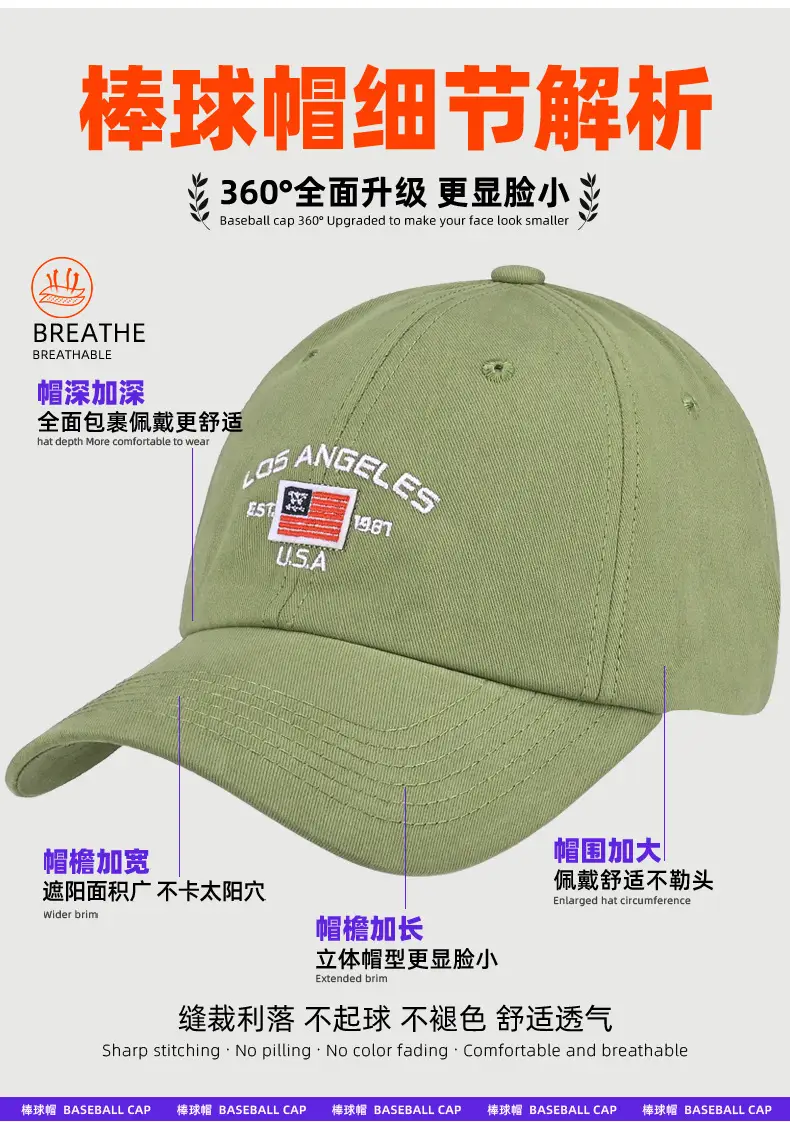 New Cross-Border American Logo Baseball Cap Wholesale Pure Cotton — feature 12