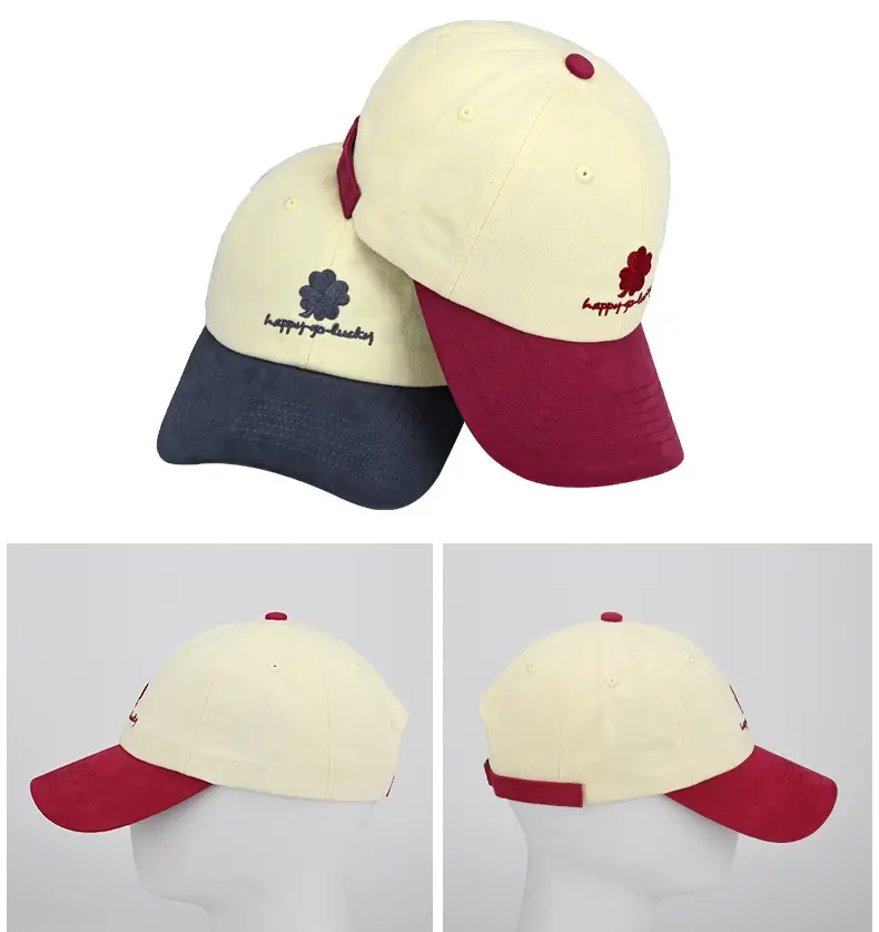 Lucky Four-Leaf Clover Baseball Cap Red Black — feature 13