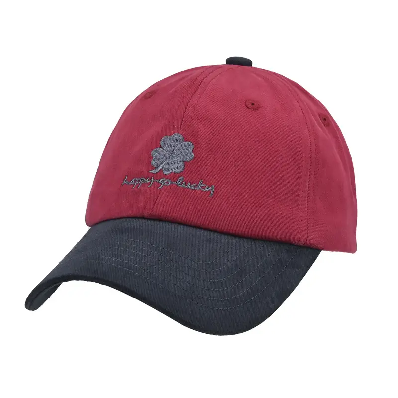 Lucky Four-Leaf Clover Baseball Cap Red Black - Image 2